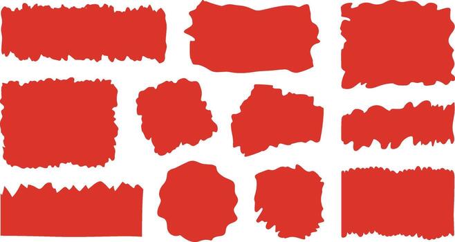 Assortment of Irregular Red Shapes and Splatters on White Background blob vector