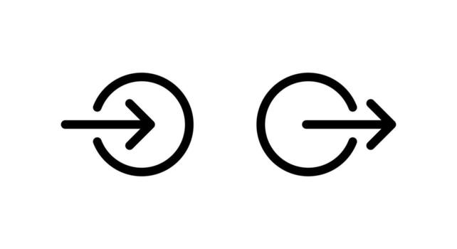 Login and logout icon. Entrance and exit symbol. Arrow in circle for user account access vector