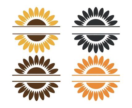 Sunflower Split Monogram Design Elements Collection for Personalized Decoration and Crafting Projects vector