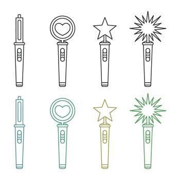 Enchanting Wand Collection A Set of Whimsical Magical Tools for Creative Play and Imaginative Adventures vector