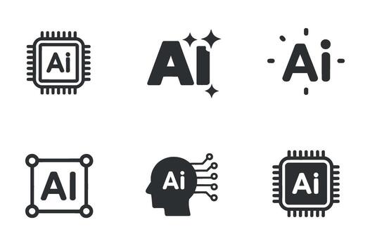 Artificial Intelligence AI Icons Set Illustration for Technology and Innovation Related Designs and Projects vector