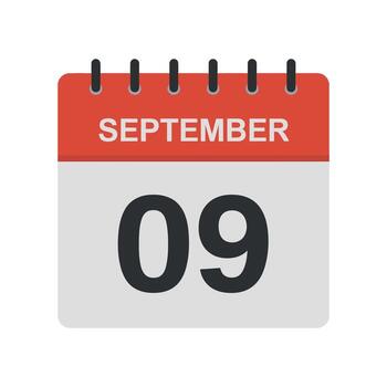 September 9th Calendar Icon A Clear and Simple Reminder for Important Dates and Scheduling vector