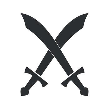 Two Crossed Silhouette Swords with Ornate Hilts on a Transparent Background for Graphic Design Elements vector