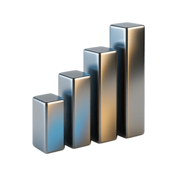 cuatro metálico cuadrado prisma conformado objetos en ascendente altura aislado en transparente antecedentes png