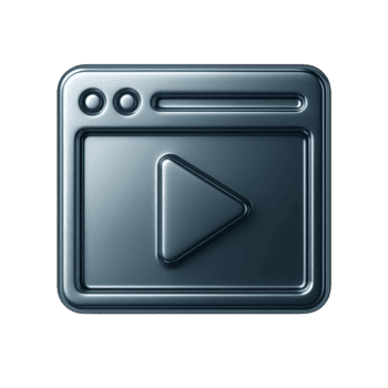 glansig metallisk spela knapp ikon inom en stiliserade media spelare fönster isolerat på transparent bakgrund png