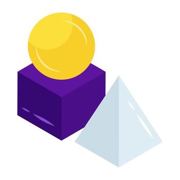 Math shapes inside mobile, geometric shapes isometric flat icon vector