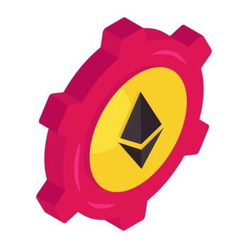 An icon isometric design of ethereum setting vector