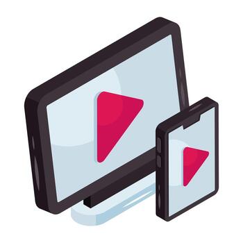 A isometric isometric design icon of responsive isometric design vector