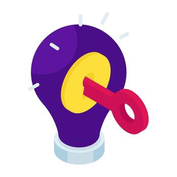 A colored isometric design icon of idea solution vector