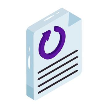 Editable isometric design icon of file reload vector