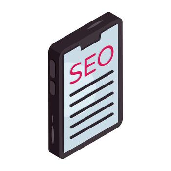 Conceptual isometric isometric design icon of mobile seo vector