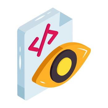 Unique isometric design icon of coding monitoring vector