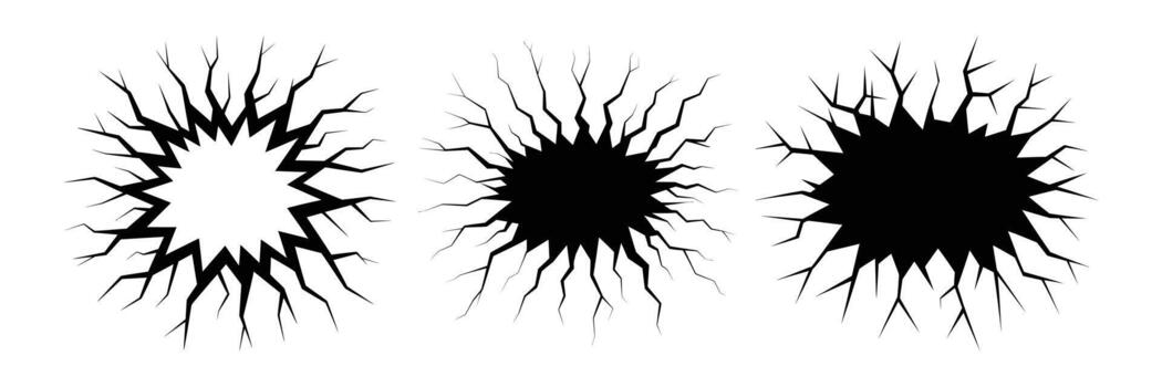 Three abstract starburst or explosion shapes isolated on white background vector