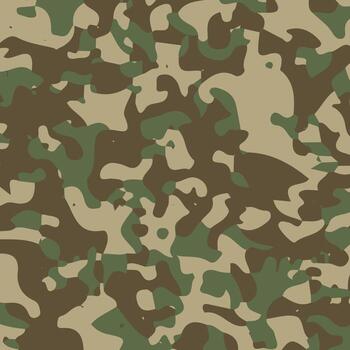 Military Camouflage Pattern Art, Icons, and Graphics, Military camouflage pattern featuring irregular shapes in shades of green, brown, and tan. vector