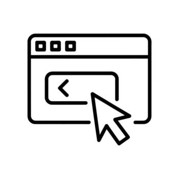 web navegador ventana con cursor haciendo clic código icono aislado en blanco antecedentes vector