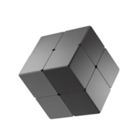 3d ícone do cinzento rubiks cubo isolado em transparente fundo, uma alucinante enigma brinquedo png