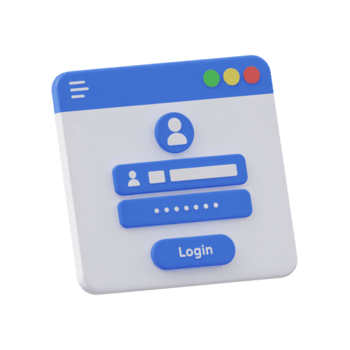 3d icon of login page user interface with password form isolated on transparent background png