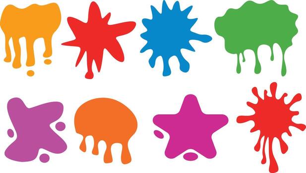Fun colorful paint splashes and abstract drip blobs design vector