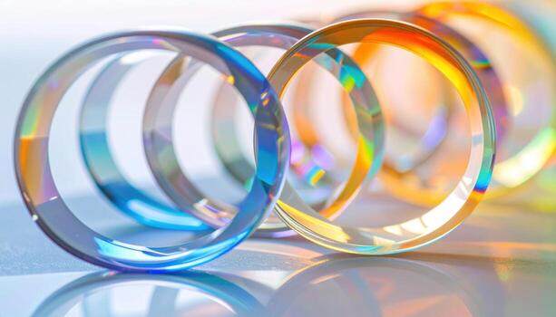 Close up Newtons rings interference pattern rainbow wallpaper background representing optical texture detail suitable for abstract design photo