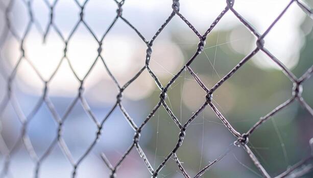 Close up screen door nylon mesh soft bokeh wallpaper background representing fabric pattern detail suitable for minimal design photo