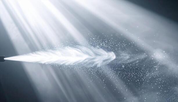 Close up haze fog machine particles in beam neutral gray wallpaper background representing atmospheric texture detail suitable for abstract design photo