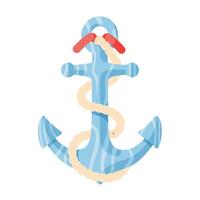 Blue anchor with rope design vector