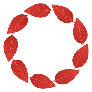 Autumn leaves circle frame. Round border made of fall leaves. The leaves are arranged in a circle. flat isolated on white background. vector