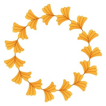 otoño degradado gingko hojas circulo marco. redondo frontera hecho de otoño hojas. el hojas son arreglado en un círculo. plano aislado en blanco antecedentes. vector