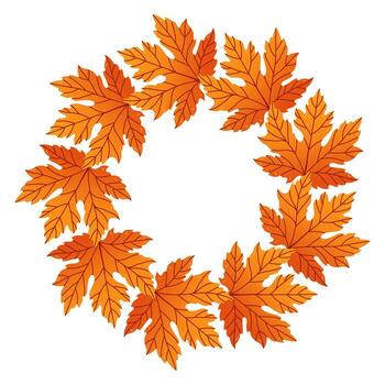 otoño degradado hojas circulo marco. redondo frontera hecho de otoño hojas. el hojas son arreglado en un círculo. plano aislado en blanco antecedentes. vector