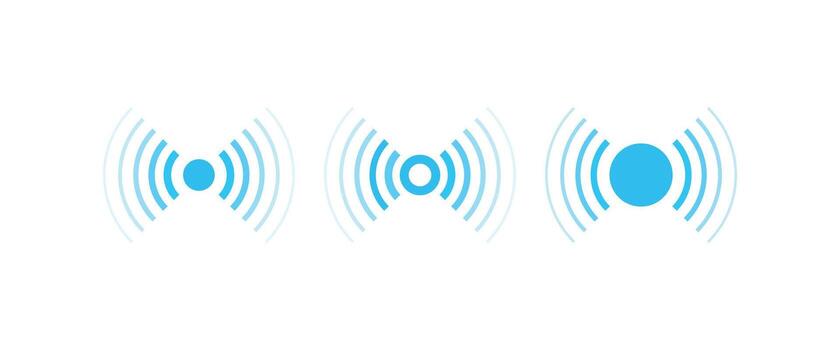 A set of radar and sonar signal icons. Perfect for wireless technology, communication, and UI UX design projects vector