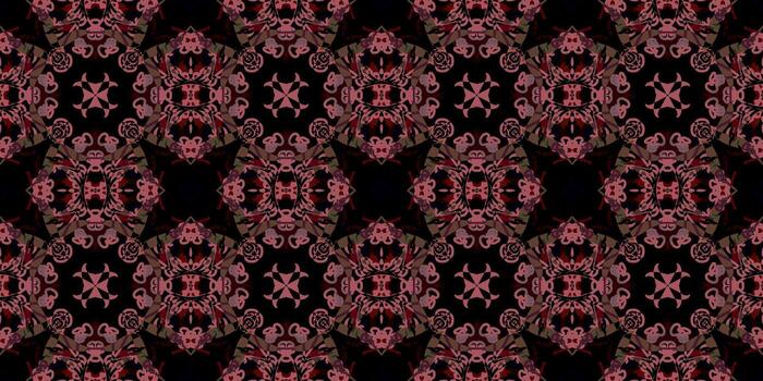 sin costura modelo con resumen ornamento en oscuro antecedentes. ornamental fondo de pantalla modelo. resumen motivo antecedentes. creativo vdesign modelo. victoriano elegante diseño Ilustración vector