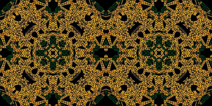 Luxurious and opulent seamless pattern with a decorative motif. golden texture pattern design. fabric Textile design with repeating gold link texture. golden pattern on dark background. victorian vector