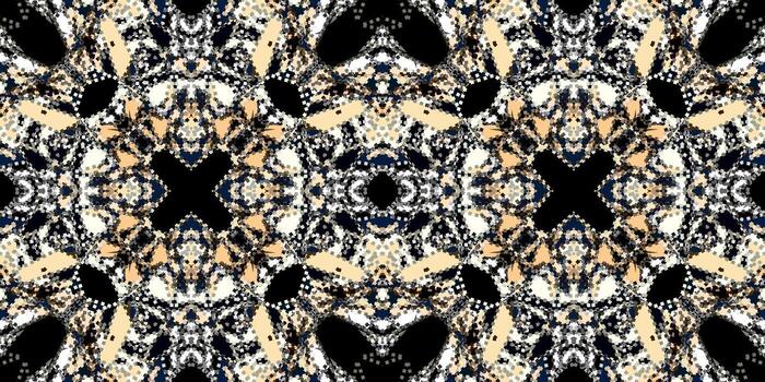 Luxurious mosaic background. Abstract digital design with sparkling, jeweled motifs. Elegant and ornate decorative pattern on dark background. abstract black and gold ornamental kaleidoscope pattern vector