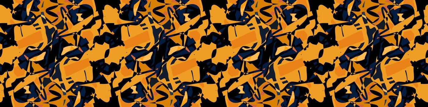 Abstract Geometric Pattern in Orange, Blue, and Black. Decorative Repeat Pattern with Abstract Element. Seamless Pattern, Modern Textile Design with Geometric Abstract. Decorative Digital Art Pattern vector