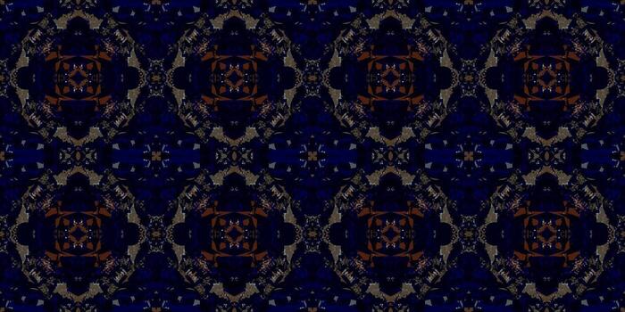 vintage Seamless Background with abstract Motifs in Dark Shades. Decorative Pattern in Ethnic Style. Seamless Ornamental Pattern in Deep Blue Tones . traditional motif design pattern vector