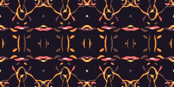 oscuro antecedentes con resumen arte lineal sin costura modelo. intrincado resumen fondo de pantalla. oscuro ornamental diseño. simétrico resumen ilustración . decorativo oscuro loseta modelo. Arte decorativo motivo vector