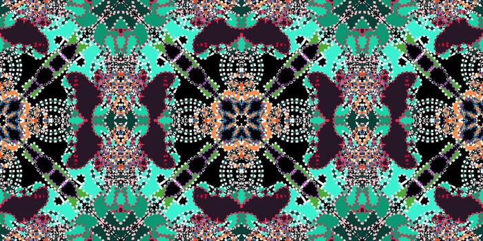 Mosaic Pattern with Ethnic motif design. teal backgorund. Festive Abstract Tile Background. Mosaic Texture Featuring Pixel Art Elements. lineart . Bold Ornamental Wallpaper with Ethnic Flair vector