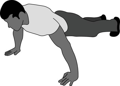 Man performing push-ups exercise on the floor vector