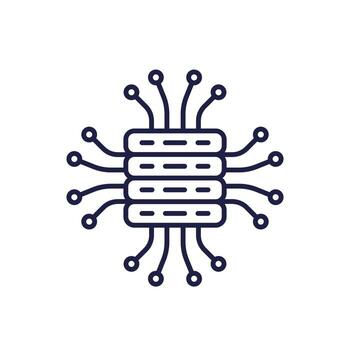 middleware line icon with server vector