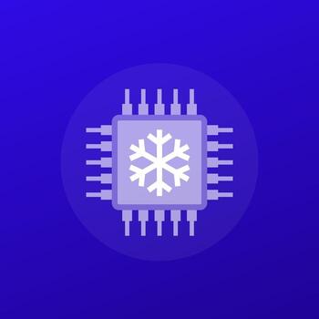 Cold cpu icon, processor or chipset cooling, transparent design vector