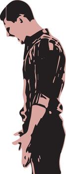 Pensive man looking down conveys thoughtfulness and introspection vector