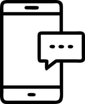 Black Smartphone Icon with Speech Bubble for Messaging and Communication vector