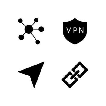 Network VPN Share and Link Solid Icon Set for Mobile Application vector