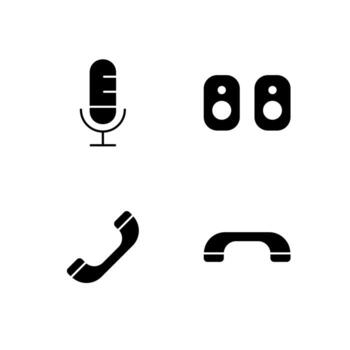 Microphone Speaker Phone and Call End Solid Icon Set for Digital Platform Design vector