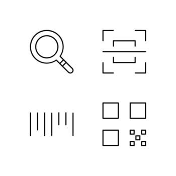 Search Scan Barcode and QR Code Line Icon Set for Modern Web System vector