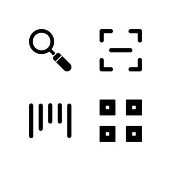 Search Scan Barcode and QR Code Solid Icon Set for Web Dashboard Interface vector