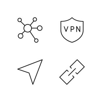 Network VPN Share and Link Line Icon Set for Web Dashboard Interface vector