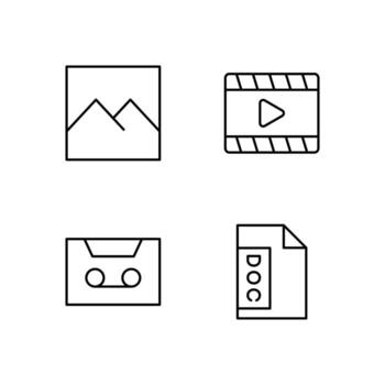 Image Media Player Cassette and Document Line Icon Set for Modern Web System vector