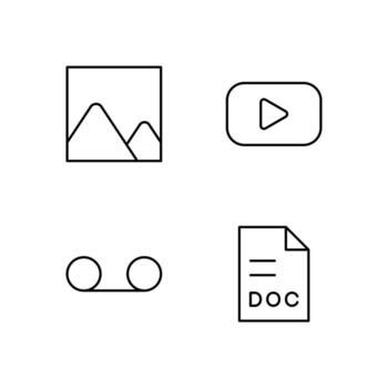 Image Media Player Cassette and Document Line Icon Set for Digital Platform Design vector