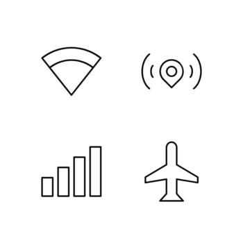 Wi Fi Nearby Signal and Airplane Mode Line Icon Set for Digital Platform Design vector